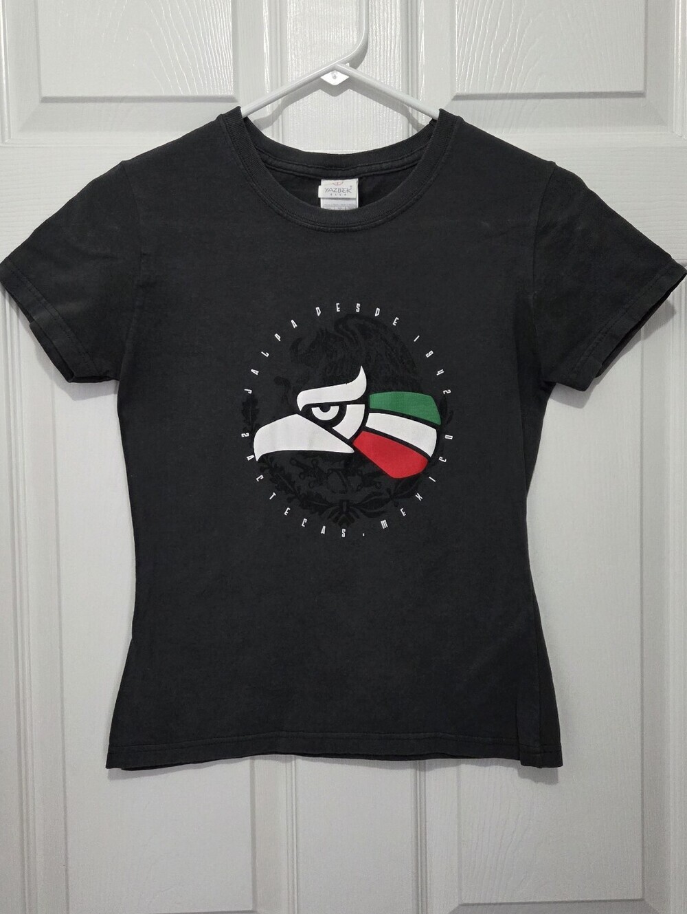 Women Charcoal Gray Graphic Jalpa Zacatecas Eagle Short Sleeve Tee Size Small